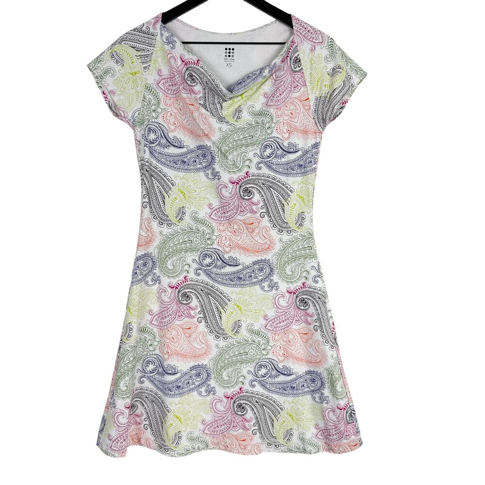 Title Nine Cowl Neck Mini Dress White Paisley Print - XS